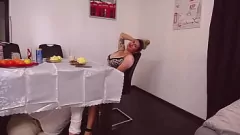 Play Watch this busty teen Feonixxx get her shaved pussy licked under the table in a public restaurant with Spicy Sharron